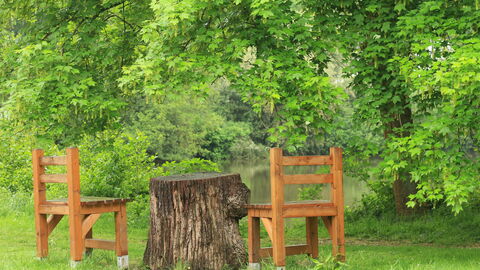 Erholungseinrichtung Tische und Stühle im Wildpark