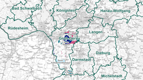 Reviergrenzen Forstamt Groß-Gerau