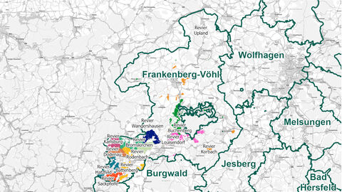 Reviergrenzen Forstamt Frankenberg -Vöhl Reviergrenzen Forstamt Frankenberg -Vöhl