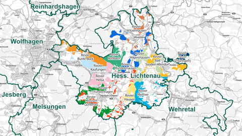 Reviergrenzen Forstamt Hessisch Lichtenau