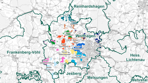 Reviergrenzen Forstamt Wolfhagen Reviergrenzen Forstamt Wolfhagen