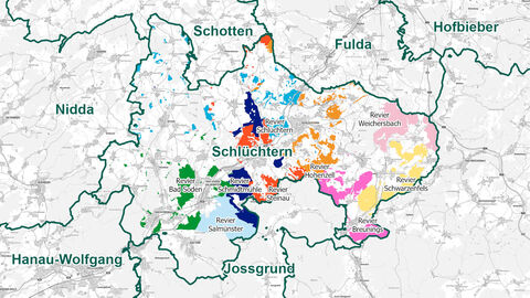 Übersichtskarte Forstamt Schlüchtern Übersichtskarte Forstamt Schlüchtern