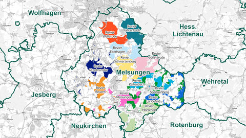 Übersichtskarte Forstamt Melsungen  Übersichtskarte Forstamt Melsungen