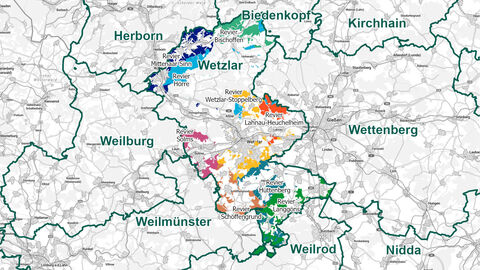 Revierkarte des Forstamtes Wetzlar